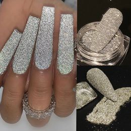 2pcs Reflective Glitter Nail Powder Shiny Dark Flashy Effect Crystal Diamond Chrome Pigment Dust Manicure Decoration Accessories 240313