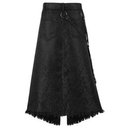 Dresses Black High Waist Pleated Steampunk Rock Double Breasted Long Skirt Halloween Party Costume New Gothic Irregular Skirts For Men