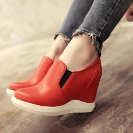 Shoes Hidden Platform Wedges Sneakers Women Spring Autumn Casual Shoes On Platform Comfort Wedge Heels Red White Sneaker Female