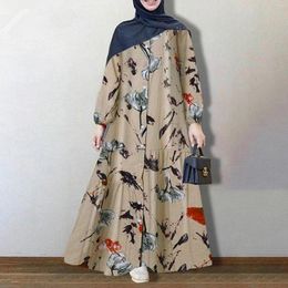 Casual Dresses Women's Muslim Long Sleeve Button Down Abaya Dress Dubai Outfits Loose Oversized Women Clothes Robe Femme