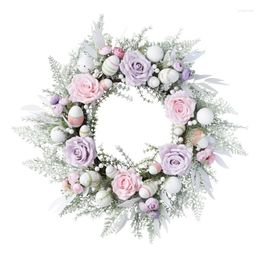 Decorative Flowers Easter Eggs Wreath Artificial Flower For Front Door Window Wall Porch Home Decorations 2024 Party Supplies