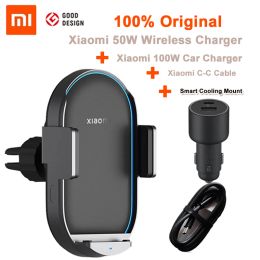 Control Xiaomi Car Wireless Charger Pro 50W Max Wireless Flash Charging Automatic Sensor Stretching Smart Cooling Phone Holder Mount