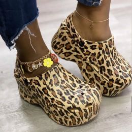 Boots Hot Sale Leopard Shoes Women High Heel Sandals Summer Beach Sandals Women Clogs Fashion Platform Woman Wedges Shoes zuecos mujer