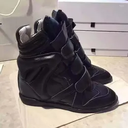 Casual Shoes Season Woman BekeHigh-top Sneakers Black Genuine Leather Hidden Wedge Paris Fashion