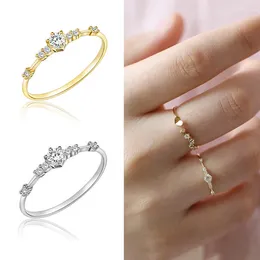 Cluster Rings SOFTPIG Real 925 Sterling Silver Zircon Geometry Star 14K Gold Ring For Women Charm Fine Jewelry Party Cute Accessories