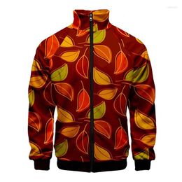 Mens Jackets Leaf Hawaii Pattern 3d Digital Printing Lapel Collar Zipper Jacket Men/women Long Sleeve Streetwear Fashion Male Clothes