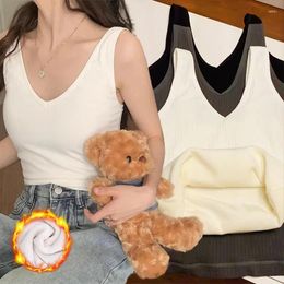 Camisoles & Tanks Autumn Winter Korean Warm Super Soft Underwear Thickened Plush Thermal Casual Sexy Highly Elastic Female Velvet Sleeveless