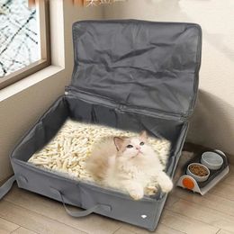 Cats Litter Box With Cover Kitten Puppy Toilet Tray For Easy Cleaning At Home Outdoor Travel Camping Accessories Pet Supplies 240306