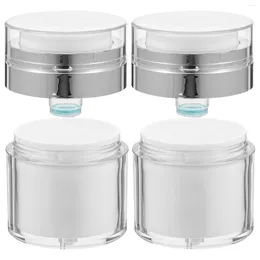 Storage Bottles 2 Pcs Press Cream Jar Pressing Sub Container Bottle Lotion Package Pump Portable Pp Cosmetics Airless Travel Liquid