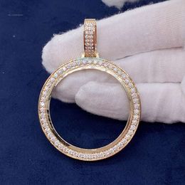 10K Solid Gold Iced Out Diamond Moissanite 37Mm Coin Bezel Pendant