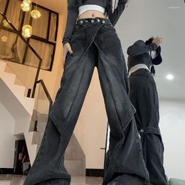 Women's Jeans Cargo Pants Women American Niche Heavy Work Old Washed Deconstruction Cut Design With Variable Flare Pant Wide Leg
