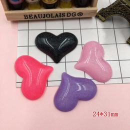Decorative Figurines 10pcs Resin Cute Glitter Heart FlatBack Cabochons For Hair Bow Center Crafts Making DIY (24 31mm)