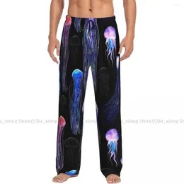 Men's Sleepwear Casual Pyjama Sleeping Pants Jellyfishes Space Colourful Texture Lounge Loose Trousers Comfortable Nightwear