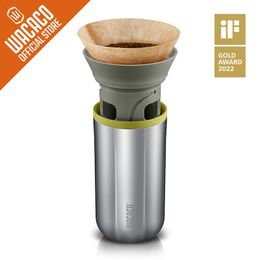 WACACO Cuppamoka Coffee Pot Portable Drip Coffee Maker with 10 Cone Paper Philtre Stainless Steel Pour Over Coffee Brewer 240313