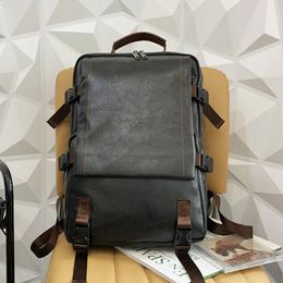 Vintage Flip Men Women Backpack PU Leather Travel Large Capacity School Bag For Teenager Male Business Laptop 240304