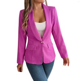 Women's Suits 2024 Spring Temperament Solid Color Long Sleeved One Button Suit Jacket