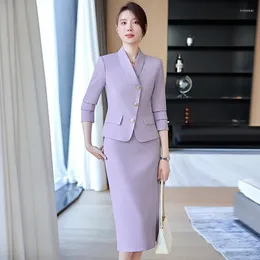 Two Piece Dress Formal OL Styles Business Suits For Women Spring Summer Blazers With Jackets Coats And Skirts Professional Career Sets