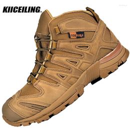Fitness Shoes KIICEILING K3D Hiking Tactical Boots For Men Leather Army Military Boot Combat Desert Male Work Duty Safety Sneakers