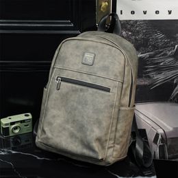 Leather Men Backpack, Vintage Laptop Daypack Women Waterproof Durable Travel Knapsack Bags College Leather Rucksack For Boys Girls Mochila Bags