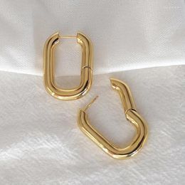 Hoop Earrings Fashion Metal Gold Plated Oval For Women Girls Elegant Wedding Party Punk Hiphop Jewellery Gift E1131