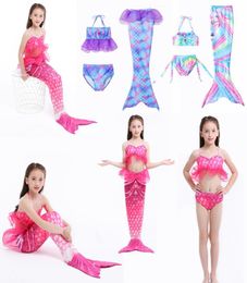 Girls Cosplay Swimsuit 3pcs Mermaid Tail swimwear kids mermaid Swim pool Cosplay Bathing Suit girls Mermaid Princess party Cosplay5608709