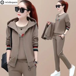 Fashion Womens Suit Korean Version Spring and Autumn Long Sleeve Top Casual Sportswear Elegant Womens Three Suits 240304