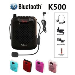 Earphones Bluetooth Loudspeaker Portable K500 Highpower Speakers Megaphone with Wired Headset Microphone Usb Charging for Teaching