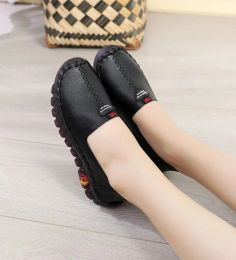 Boots Leather Wide Fit Black Flats Women's Spring Summer Driving Loafers Slip Ons Woman Flats Comfy Nurse Wide Fit Shoes Without Heels