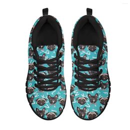 Casual Shoes INSTANTARTS Cute Bullfighting Dog 3D Printing Pattern Woman Outdoor Ventilation Sports Comfortable Walking Mesh Shoe