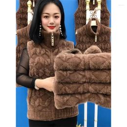 Women's Vests Autumn Vest Mink Velvet Padded Warm Zipper Coat Double-Sided Mid-Aged And Old Mothers Wear Jacket 6XL Winter