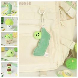 Keychains Yakitori Vegetables Pendant Key Ring Funny Pea Plush Stuffed Cabbage Mushroom Keychain Doll Soft Bag Hanging Accessory