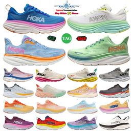 Um Hoka1 Bondi 8 2024 Running Hoka1 Shoes Plataforma feminina tênis Clifton 9 homens homens Blakc White Harbor Men Women Trainners Runnners 36-45 com caixa