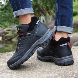 Fitness Shoes Waterproof Military Man Tactical Boots Winter Warm Plush Outdoor Non-slip Hiking Men's Ankle Walking Size 47 Sneakers Men