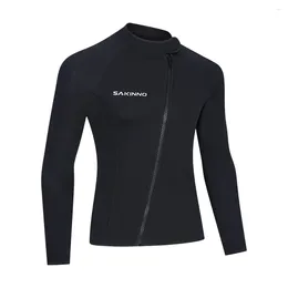 Women's Swimwear 2024 Fashion 3MM Neoprene Diving Top Men Women Front Oblique Zipper Split Long Sleeve Warm Water Sports Swim Surfing