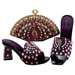 Dress Shoes Purple Color Italian With Matching Bags African Women Nigerian Bag And Shoe Set Wedding