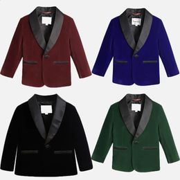 Kinder Frühling Cord Anzug Set Junge Britische Leistung Hochzeit Geburtstag Party Kostüm Kinder Blazer Hosen Bowtie Kleidung 240304