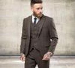 Custom Tweed Wool Men Suits Winter Formal Skinny Wedding Tuxedos Gentle Modern Blazer 3 Piece Men SuitsJacket PantsVest1756369