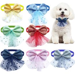 50/100PCS Dog Hair Bows Flash Skirt Trim Dog Bow Tie Grooming Pet Accessories Items Pet Shop 240311