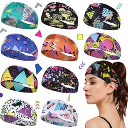 Colorful Vintage Fashion Print Travel Party Sweat-absorbing Breathable Yoga Running Fitness Sports Headband hair band