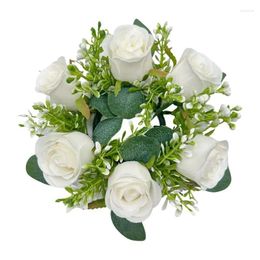 Decorative Flowers Artificial Candle Wreaths Handmade Spring Flower Rings Holder Wreath For Window Wall Carpet Ladder
