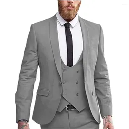 Men's Suits Mens Slim Fit 3 Pcs Shawl Lapel Double Breasted Vest Costume Homme Tuxedos Terno Masculino Groom Wedding Prom Blazer