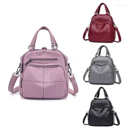 School Bags Women Backpack Washed Leather Ladies Rucksack Crossbody Sling Shoulder Bag Purse E74B