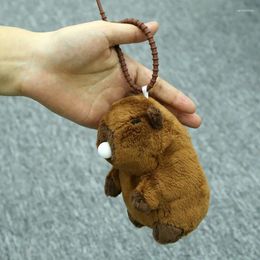 Keychains 13cm Creative Capybara KeyRing For Women Girls Cute Plush Doll Keychain Men Bag Car Key Pendant Accessories Gifts