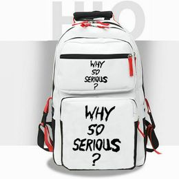 Why So Serious backpack Words daypack Letter school bag Film Print rucksack Casual schoolbag White Black Color day pack