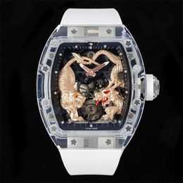 51-01 Motre be luxe Import tourbillon mechanical movement Barrel-shaped artificial crystal glass case luxury Watch men watches wristwatches Relojes 01