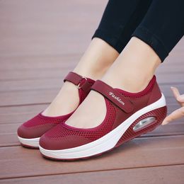 Womens Light Fashion Breathable Mesh Wedge Heels Shoes Casual Shoes Mesh Outdoor Sports Running Designer Sneakers 240312