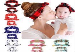 Baby Mother Headbands DIY Bunny Ear Hair Bands Mommy Kids Dots Plaid Floral Hairbands Mother and Child Headwrap Hair Accessories8532735