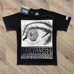 Men's T Shirts Hellstar T-shirt Large Eyes Letter Handdrawn Print High Street Round Neck Loose Hellstar Short and White Top Short Sleeve 9562