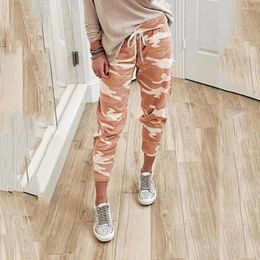 Women's Pants Spring And Summer Casual Camouflage Fashion Drawstring Waist Trousers Loose Seven Minute With Pockets