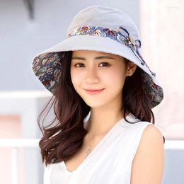 Wide Brim Hats Summer Outdoor Fashion Ladies Bowknot Hat Sunscreen Travel Mountaineering Sun Female Tide Anti-Ultraviolet Beach Caps